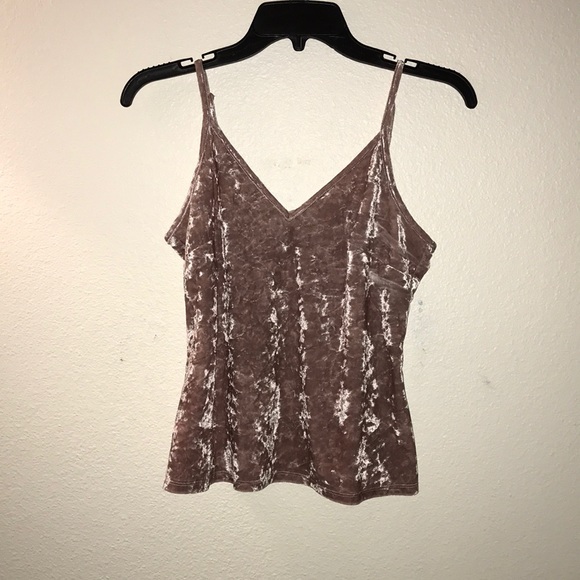 American Rag Tops - Pink crushed velvet spaghetti strap tank